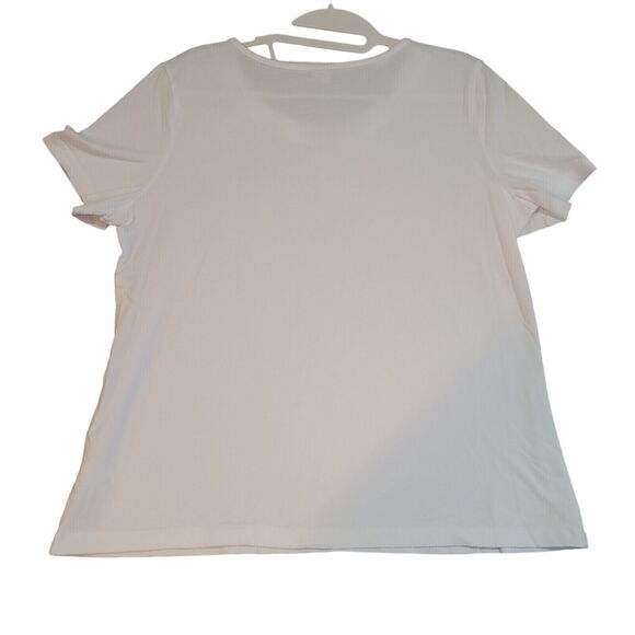 Kate Park Womens T-ShirtWhite Size PL 100% Cotton Short Sleeve Pullover - Picture 2 of 12